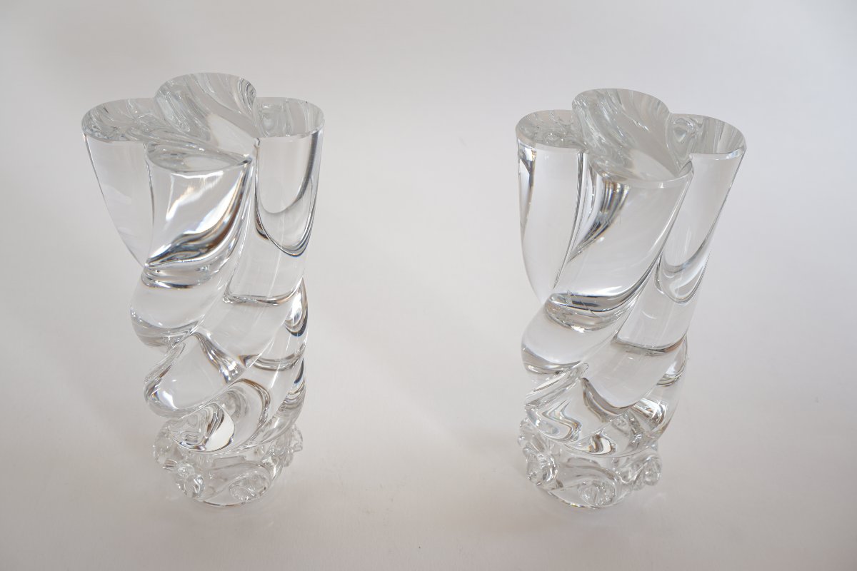 Paire de bougeoirs cristal Baccarat Aladin-photo-1