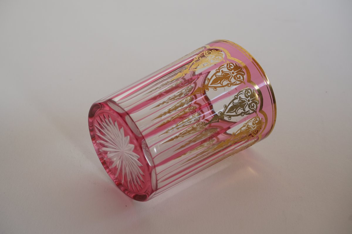 Goblet, Pink And Gold Baccarat Crystal Glass-photo-4