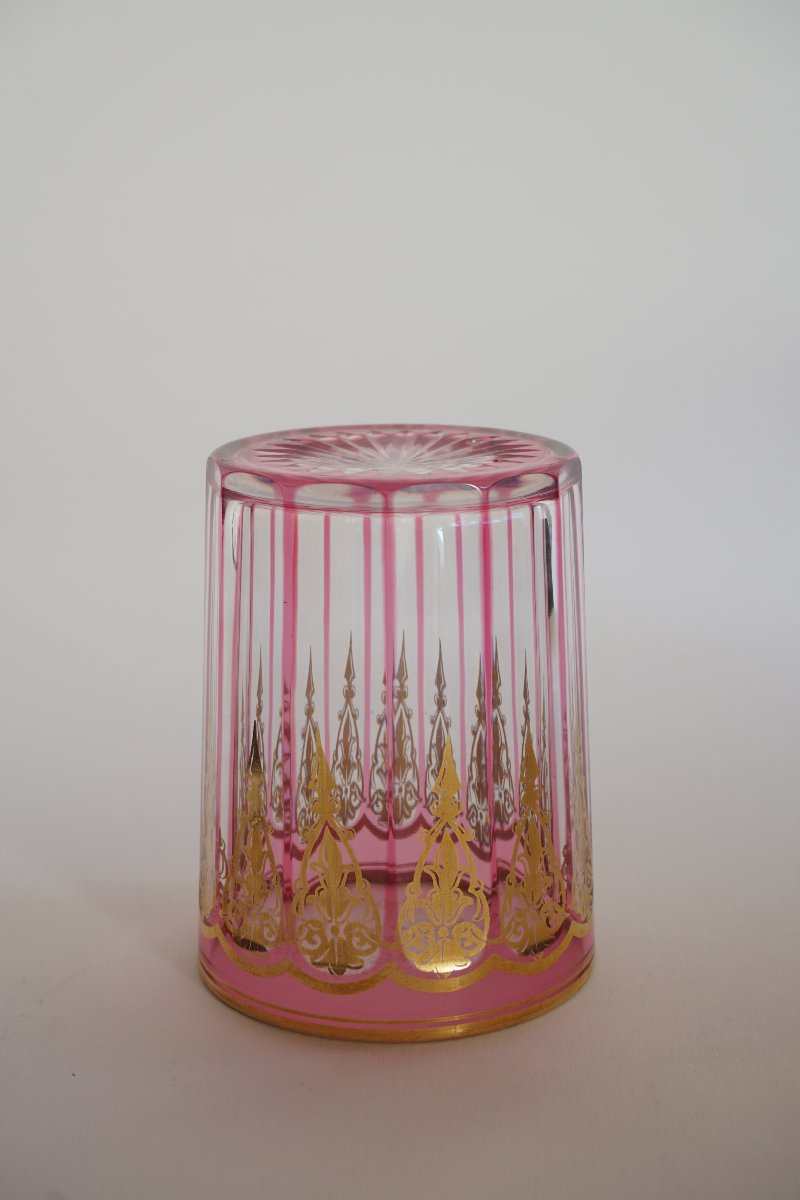 Goblet, Pink And Gold Baccarat Crystal Glass-photo-4
