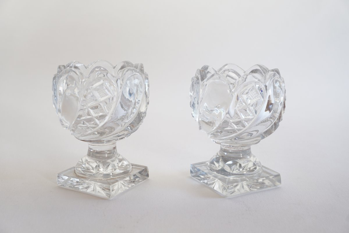 Paire de salières Charles X en cristal du Creusot Montcenis-photo-2