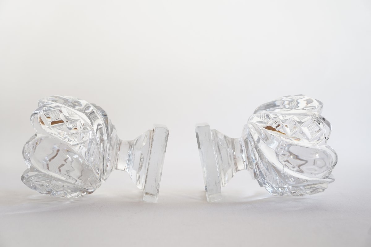 Paire de salières Charles X en cristal du Creusot Montcenis-photo-3
