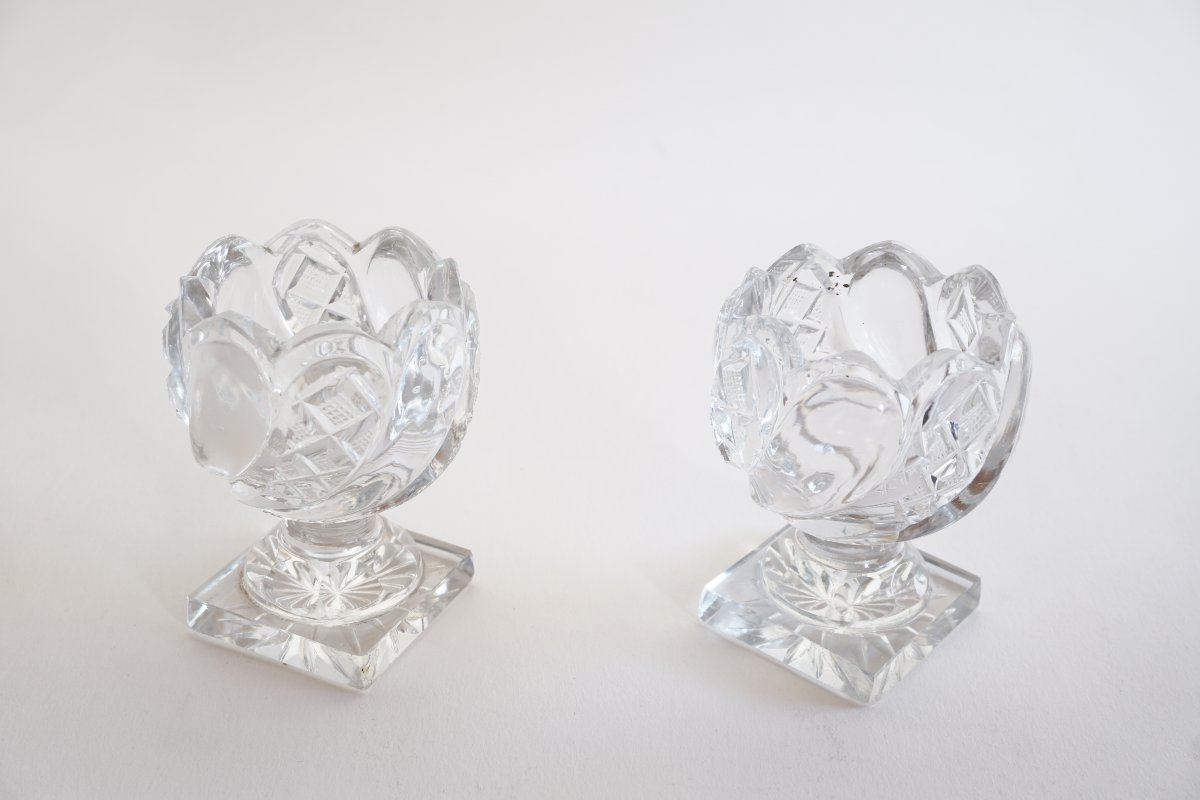 Paire de salières Charles X en cristal du Creusot Montcenis-photo-4