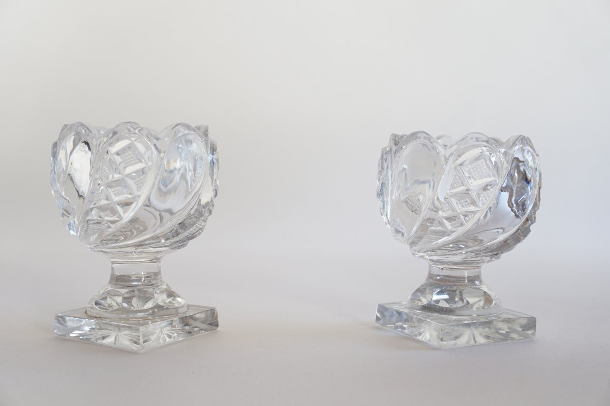 Paire de salières Charles X en cristal du Creusot Montcenis-photo-1