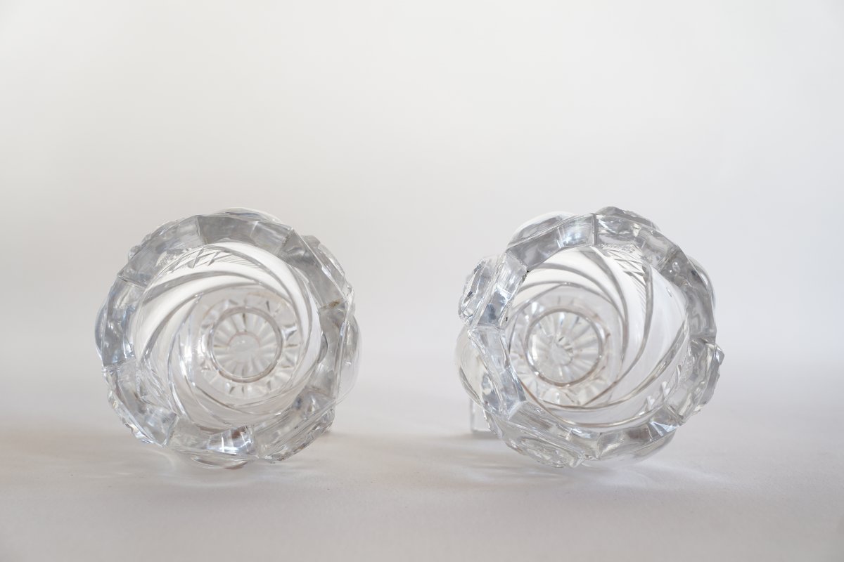 Paire de salières Charles X en cristal du Creusot Montcenis-photo-3