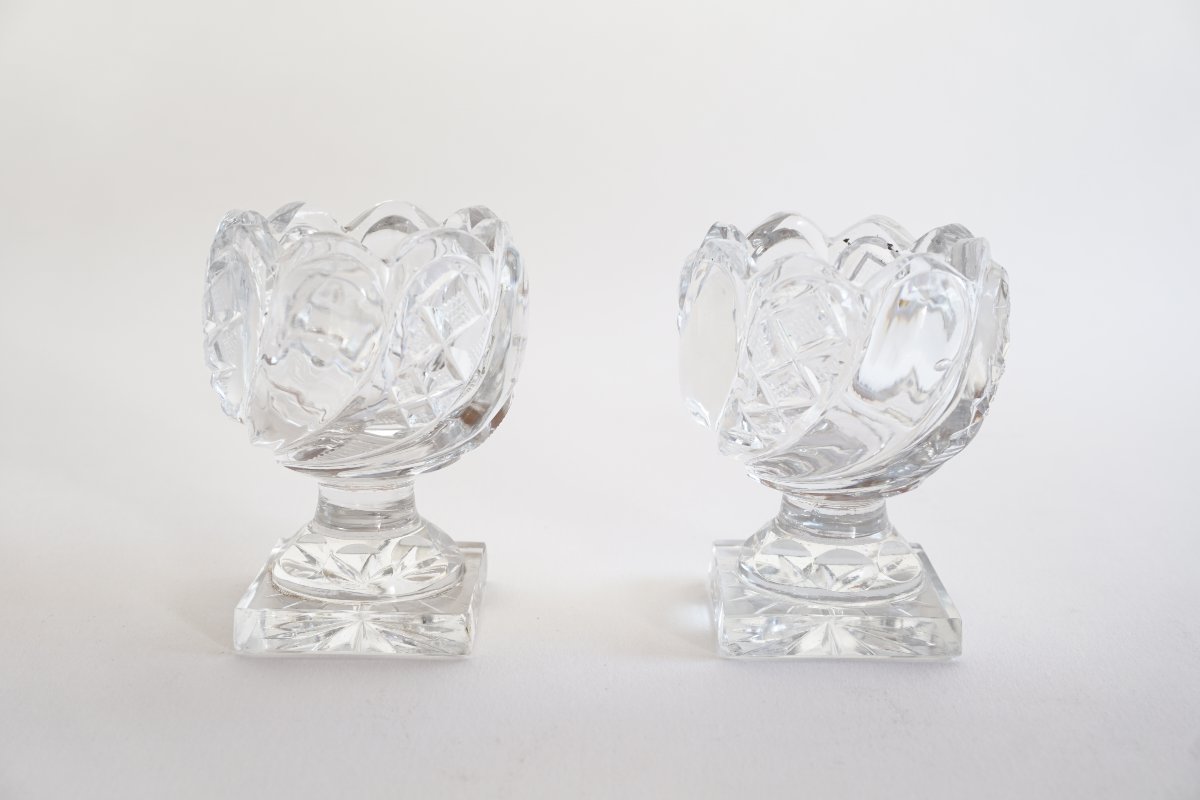 Paire de salières Charles X en cristal du Creusot Montcenis-photo-4