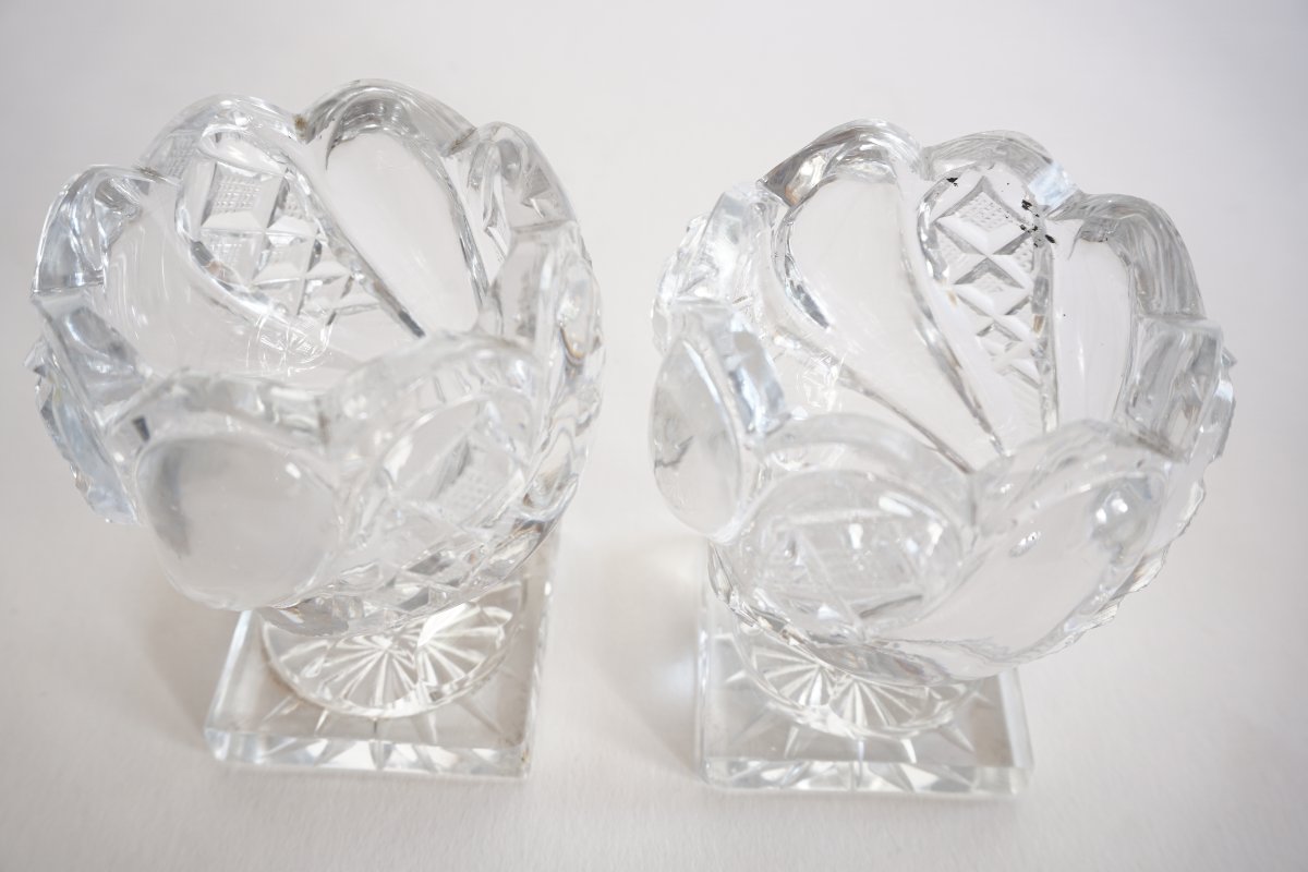 Paire de salières Charles X en cristal du Creusot Montcenis-photo-5