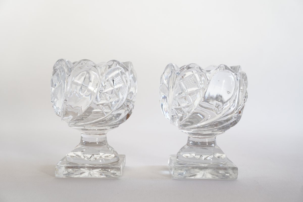 Paire de salières Charles X en cristal du Creusot Montcenis