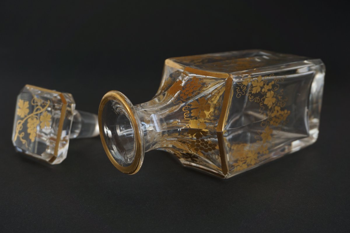 Liqueur Decanter, 19th-century Gilded Baccarat Crystal Carafe-photo-2