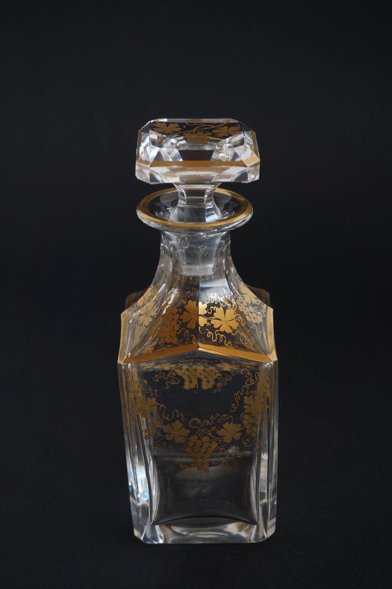 Liqueur Decanter, 19th-century Gilded Baccarat Crystal Carafe-photo-2