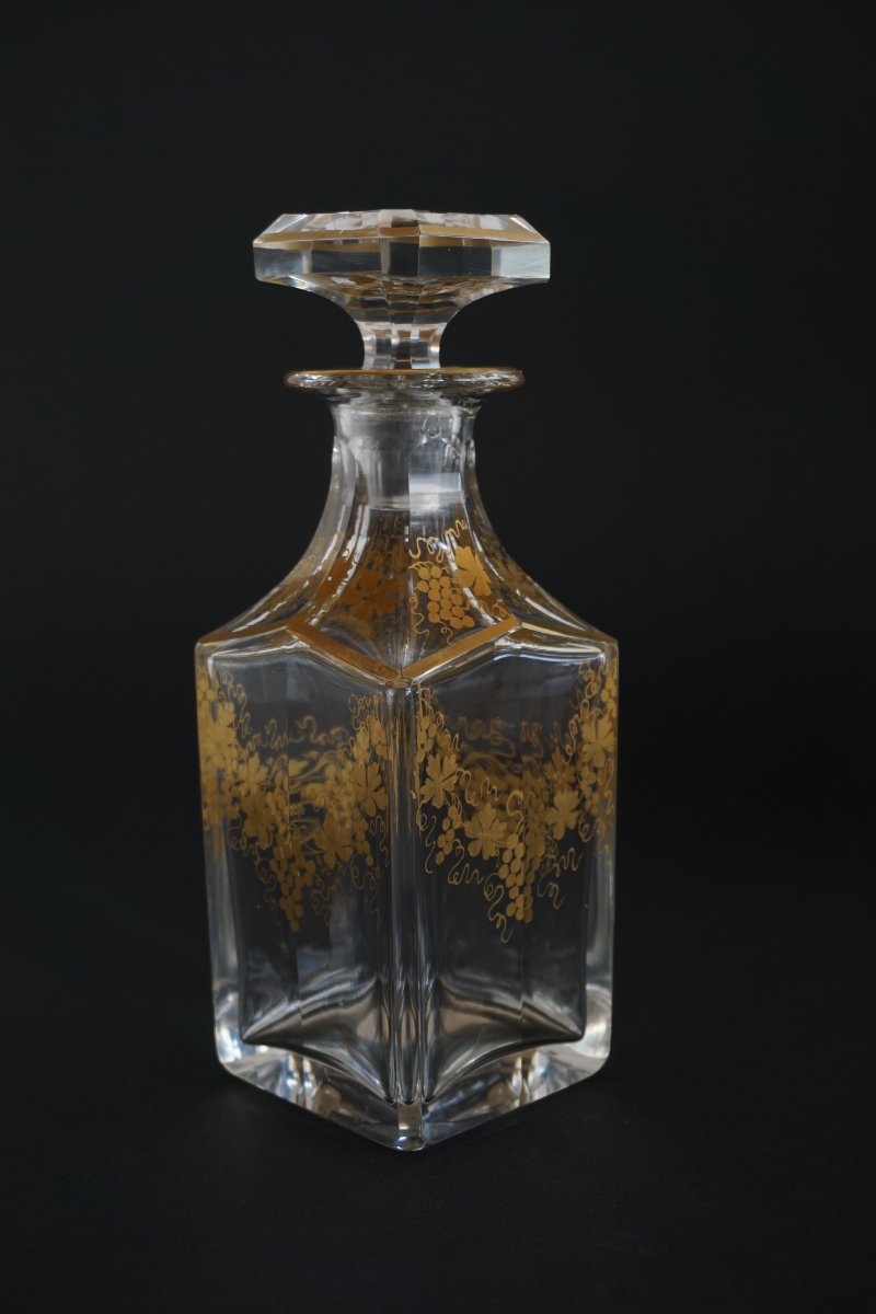 Liqueur Decanter, 19th-century Gilded Baccarat Crystal Carafe-photo-3