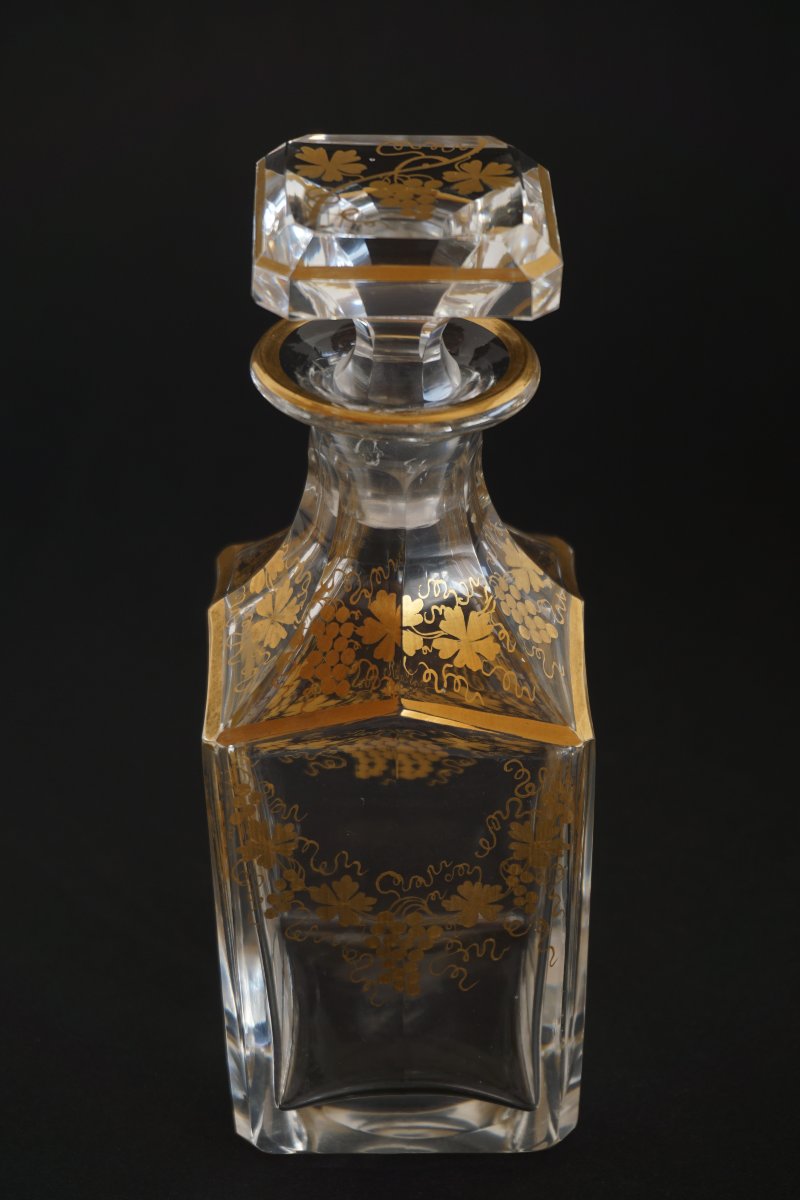 Liqueur Decanter, 19th-century Gilded Baccarat Crystal Carafe
