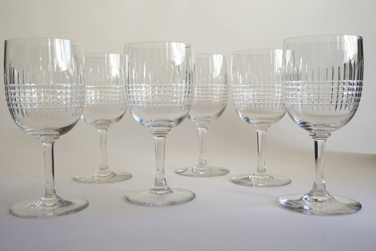 6 Baccarat Crystal Water Glasses, "nancy" Model