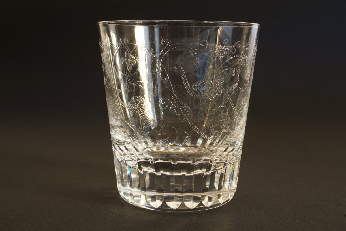 Un à cinq verres  whisky cristal Baccarat Parme-photo-2