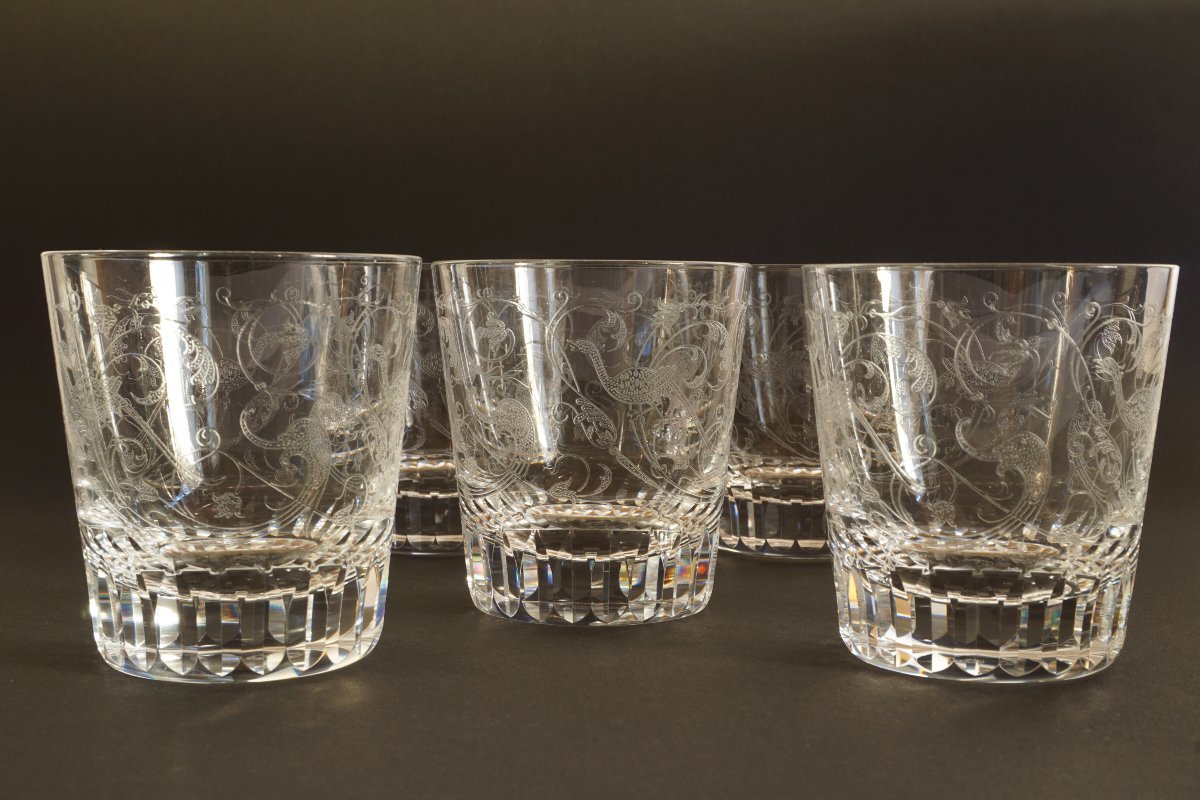 Un à cinq verres  whisky cristal Baccarat Parme-photo-3