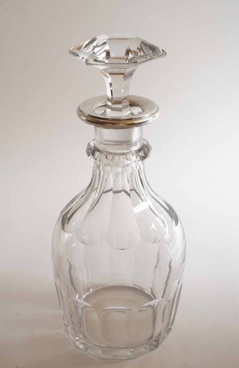 Crystal Decanter, Baccarat, Saint Louis? With Silver Collar-photo-2