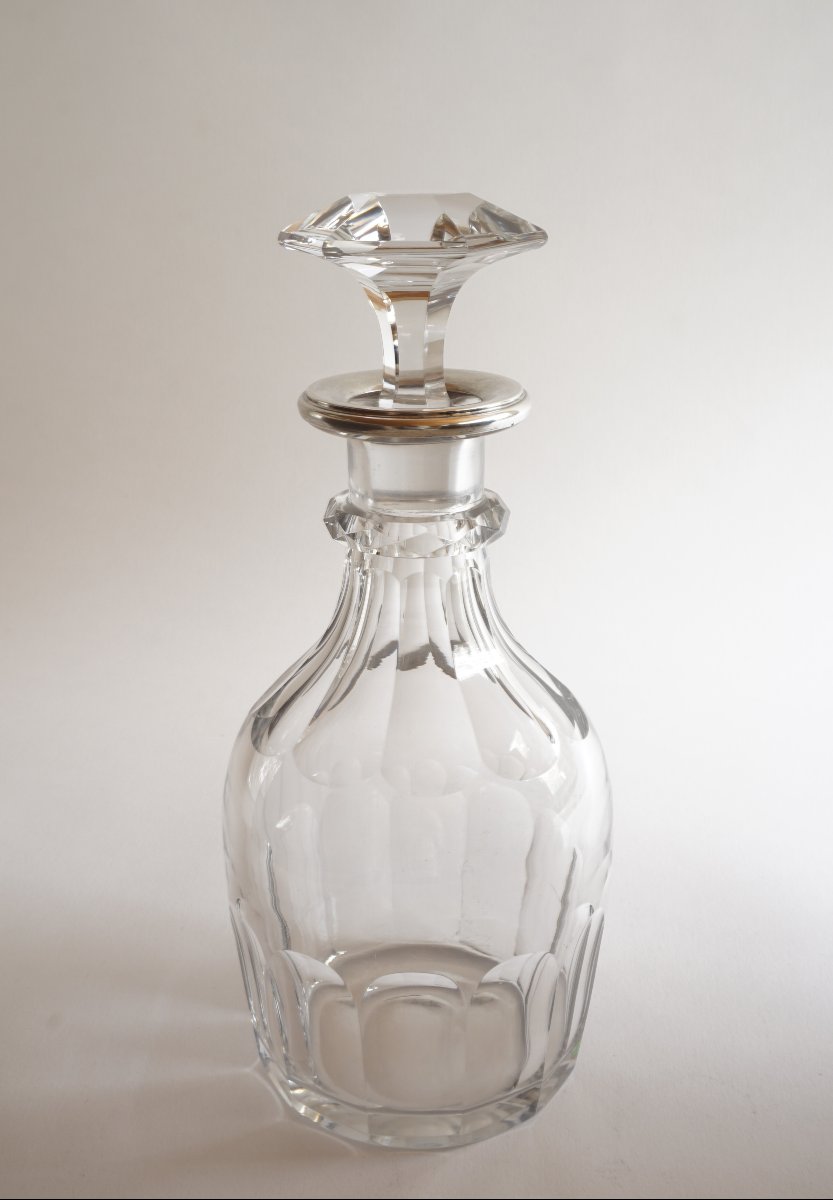 Crystal Decanter, Baccarat, Saint Louis? With Silver Collar-photo-4