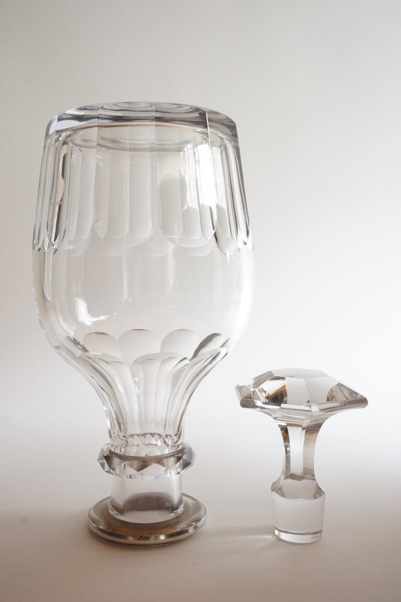 Crystal Decanter, Baccarat, Saint Louis? With Silver Collar-photo-1
