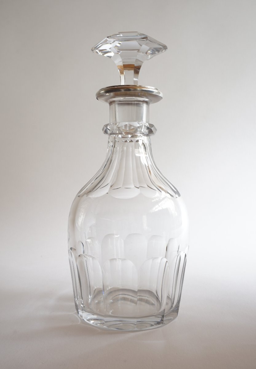 Crystal Decanter, Baccarat, Saint Louis? With Silver Collar-photo-3