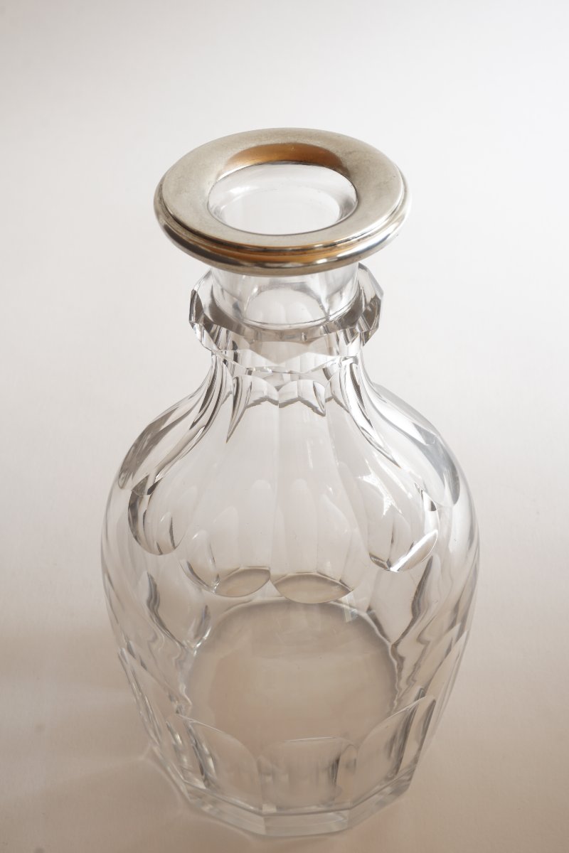 Crystal Decanter, Baccarat, Saint Louis? With Silver Collar-photo-5