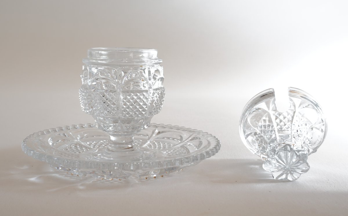 Moutardier cristal Charles X Le Creusot Montcenis, Baccarat?-photo-3