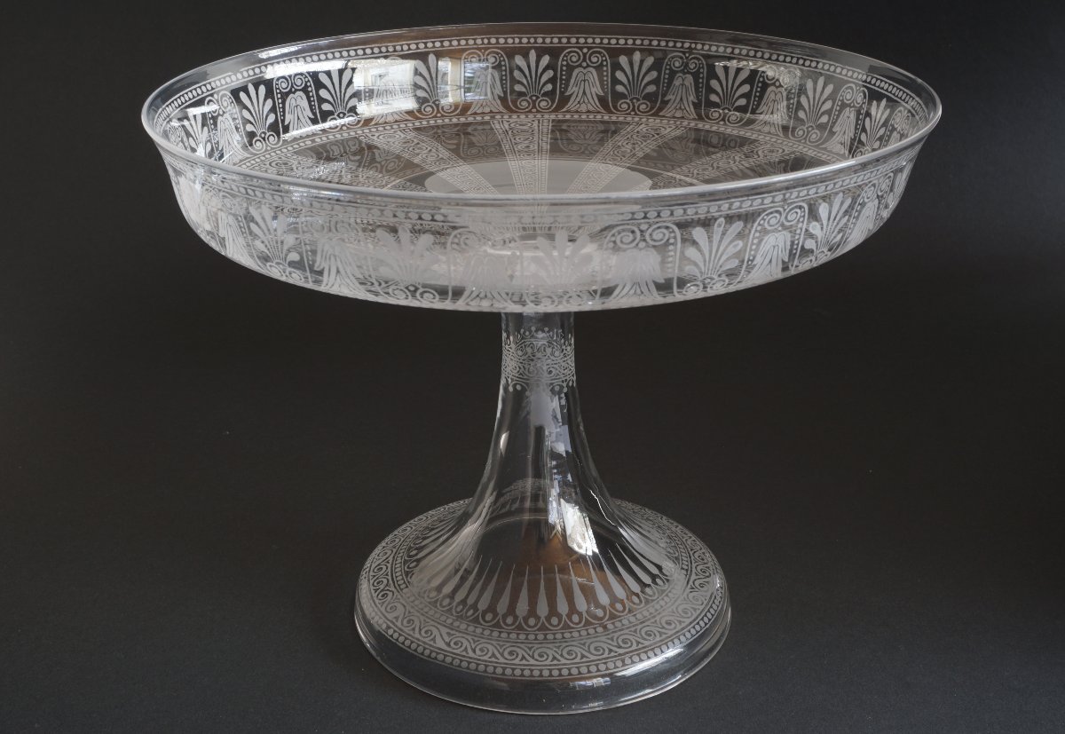 Grande coupe gravée cristal Baccarat ancien-photo-2