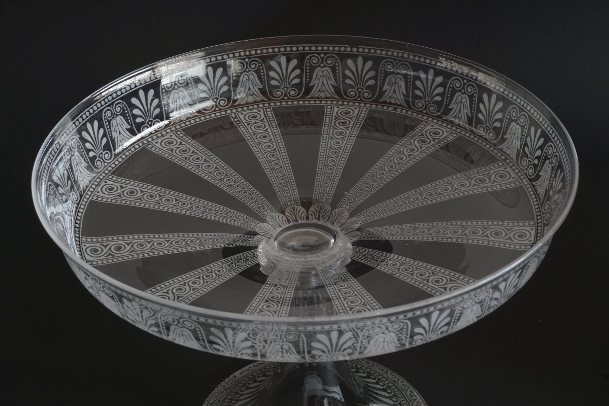 Grande coupe gravée cristal Baccarat ancien-photo-3