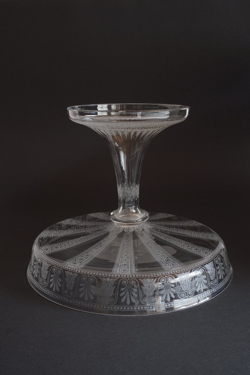 Grande coupe gravée cristal Baccarat ancien-photo-2