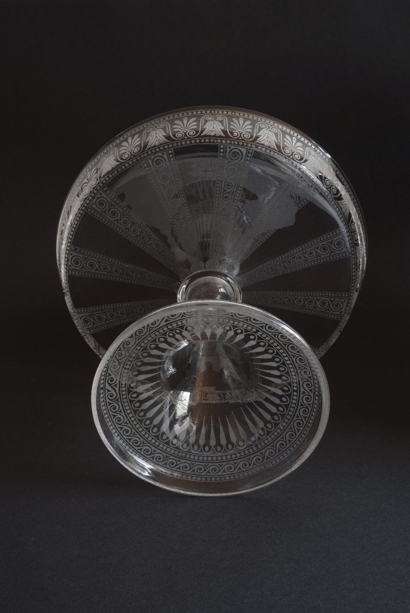 Grande coupe gravée cristal Baccarat ancien-photo-3