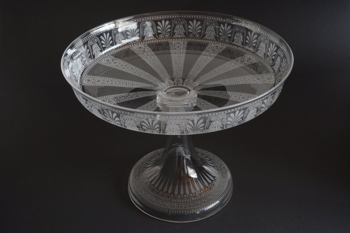 Grande coupe gravée cristal Baccarat ancien-photo-4