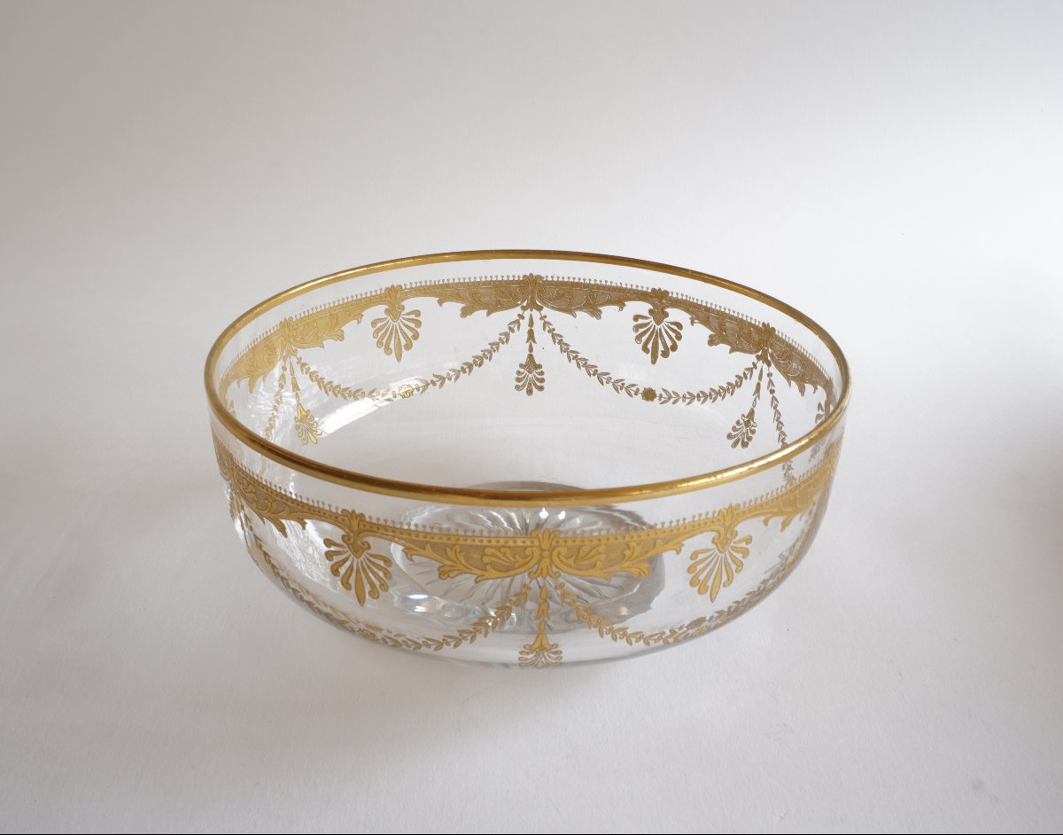 Gold-plated Crystal Bowl By Saint Louis-photo-3