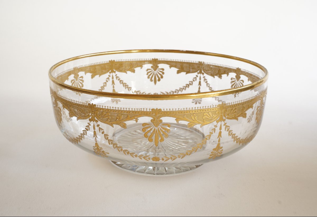  Gold-plated Crystal Bowl By Saint Louis