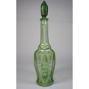 Grande carafe cristal doublé vert Bohème?