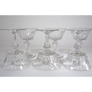 6 Baccarat Piccadilly Crystal Champagne Glasses