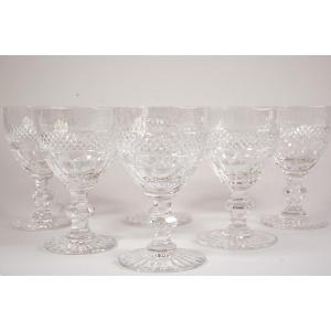 6 Saint Louis Trianon Crystal Wine Glasses