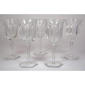 5 Baccarat Malmaison Crystal Wine Glasses