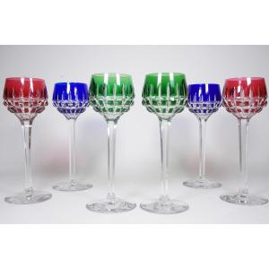 6 Verres à vin du Rhin, Roemers, Cristal Saint Louis Manhattan
