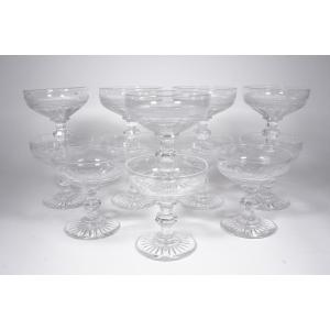 12 Baccarat Crystal Champagne Glasses 