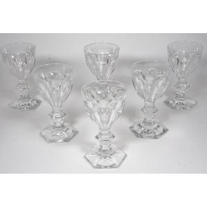 6 Baccarat Harcourt Crystal White Wine , Porto Glasses