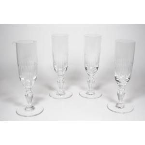 4 Baccarat Renaissance Crystal Champagne Flutes