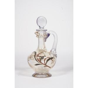 Carafon cristal Baccarat peint et émaillé