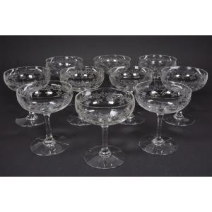 10 Baccarat Sévigné Crystal Champagne Coupes