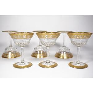 6 coupes, verres à vin de champagne cristal Saint Louis Thistle