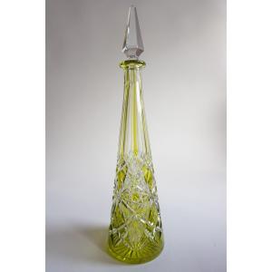 Carafe, Baccarat Lagny Green/yellow Crystal Pyramid Bottle