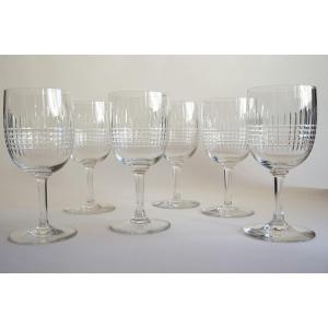 6 Water Glasses N°2 Cristal Baccarat Model Nancy