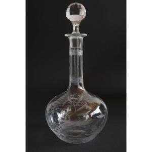 Baccarat Crystal Wine Decanter Engraved Mimosa