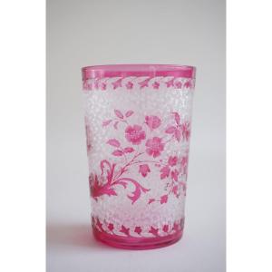Verre, gobelet art nouveau cristal overlay Baccarat, Saint Louis?