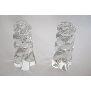 Pair Of Baccarat Aladin Crystal Candleholders
