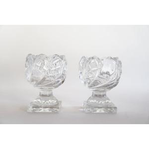 Paire de salières Charles X en cristal du Creusot Montcenis
