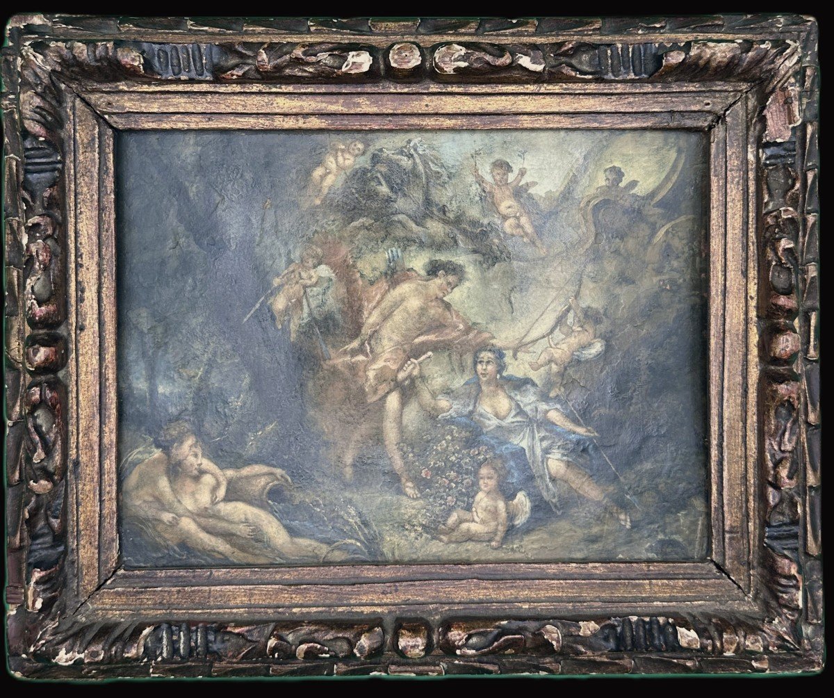 Erotic Oil On Copper Painting