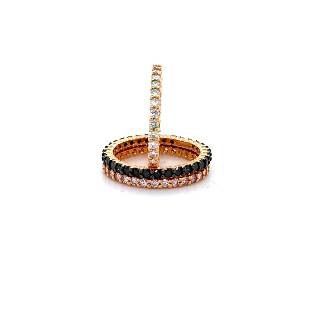 Alliance Tricolore Or Rose 18 Kt & Diamants 